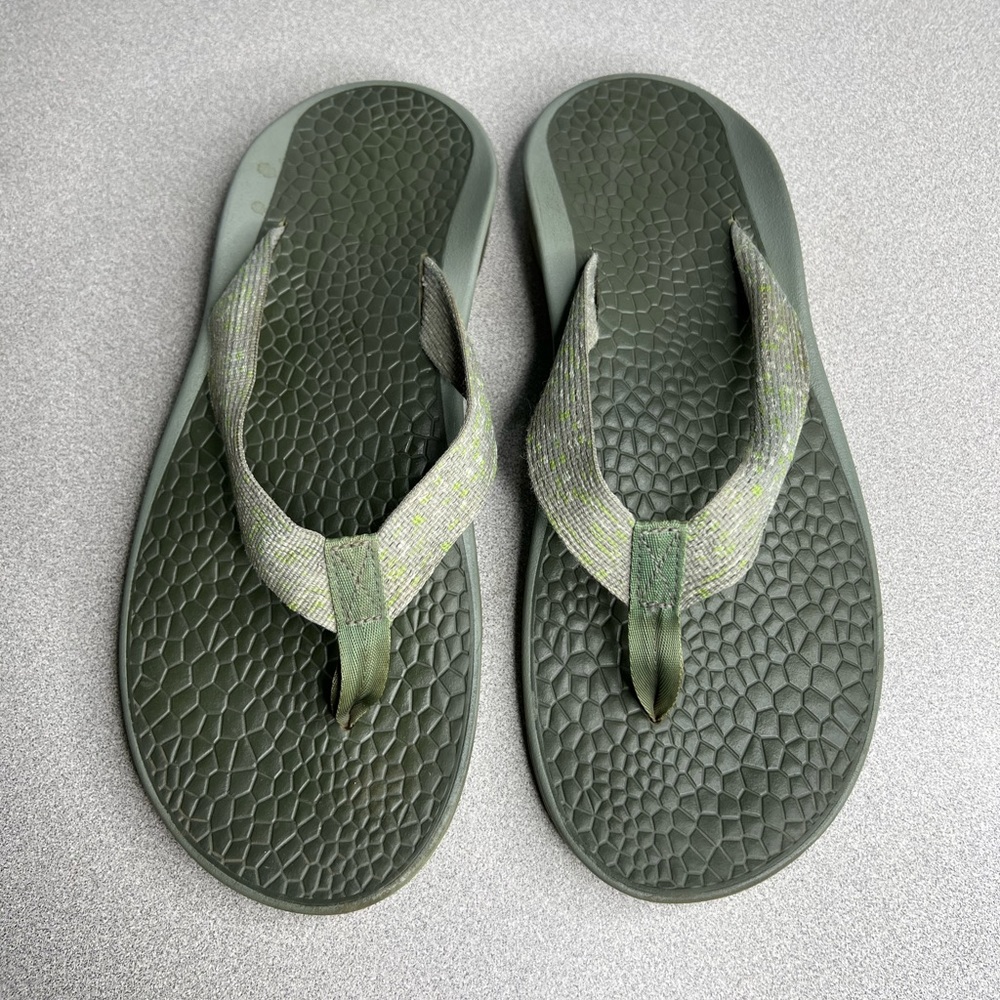 CHACO Gray Green Thongs Slides Sandals Flats Casual Shoes sz 13